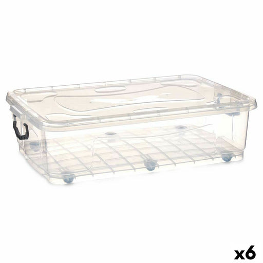 Storage Box with Wheels Transparent Plastic 40 L 46,5 x 20 x 72,2 cm (6 Units)