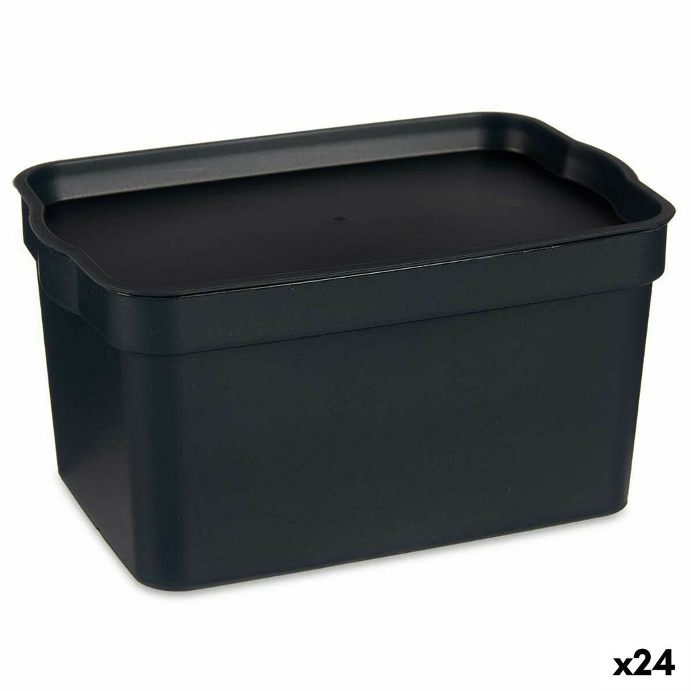 Boîte de rangement avec couvercle Anthracite Plastique 2,3 L 13,5 x 11 x 20 cm (24 Unités)