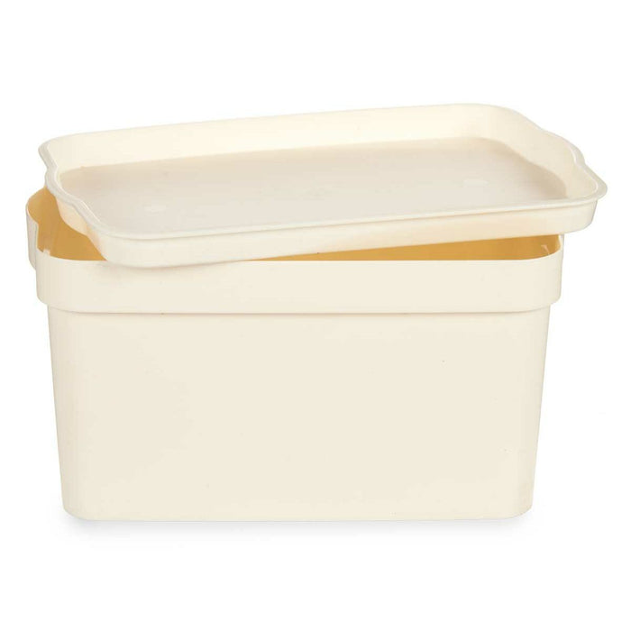 Boîte de rangement avec couvercle Crème Plastique 2,3 L 13,5 x 11 x 20 cm (24 Unités)