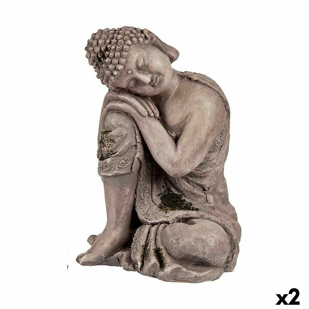 Figura Decorativa para Jardín Buda Poliresina 23 x 34 x 28 cm (2 Unidades)