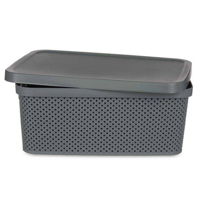 Boîte de rangement avec couvercle Anthracite Plastique 13 L 28 x 15,5 x 39 cm (12 Unités)