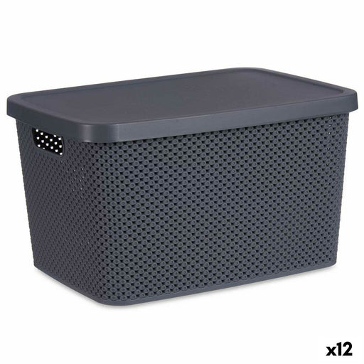 Storage Box with Lid Anthracite Plastic 19 L 28 x 22 x 39 cm (12 Units)