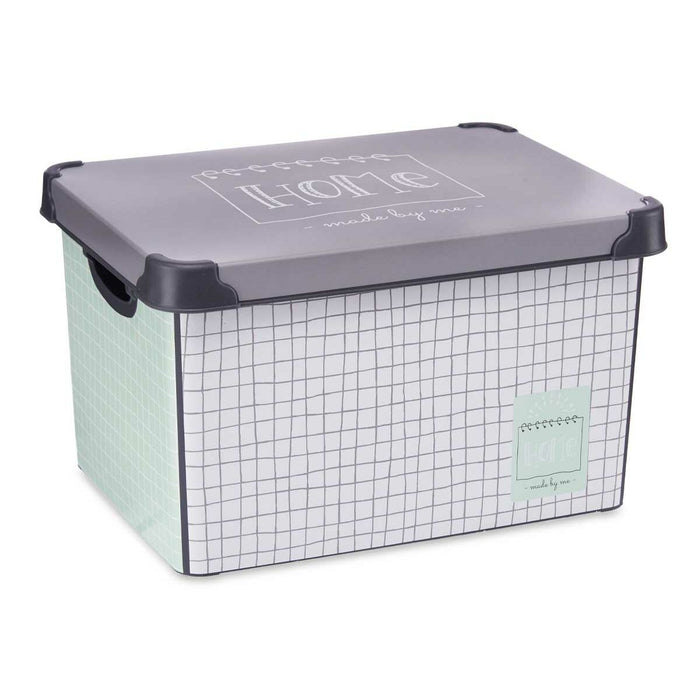 Storage Box with Lid Home Graph paper 22 L Grey Plastic 29 x 23,5 x 39 cm (12 Units)