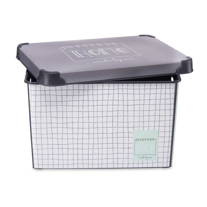 Storage Box with Lid Home Graph paper 22 L Grey Plastic 29 x 23,5 x 39 cm (12 Units)