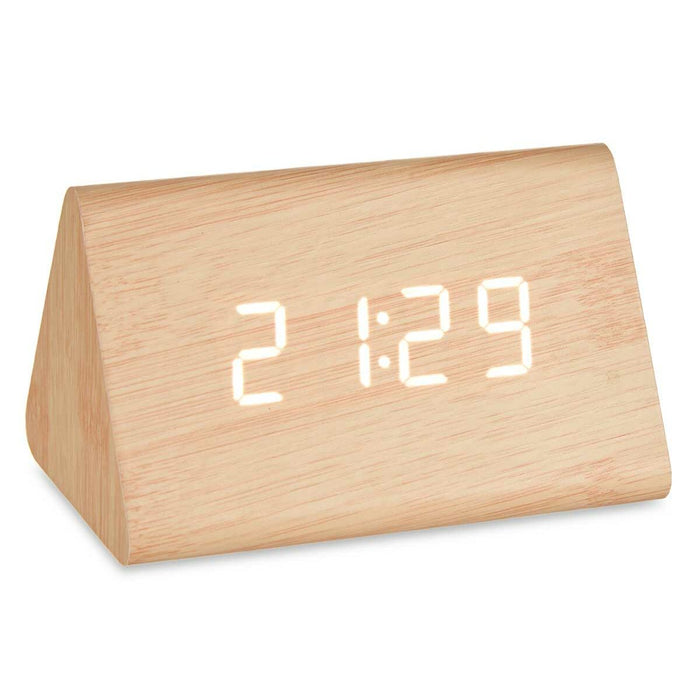 Table-top Digital Clock Brown PVC MDF Wood 11,7 x 7,5 x 8 cm (12 Units)