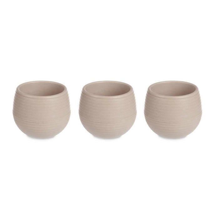 Set of pots Taupe Plastic 12 x 12 x 11 cm (6 Units)