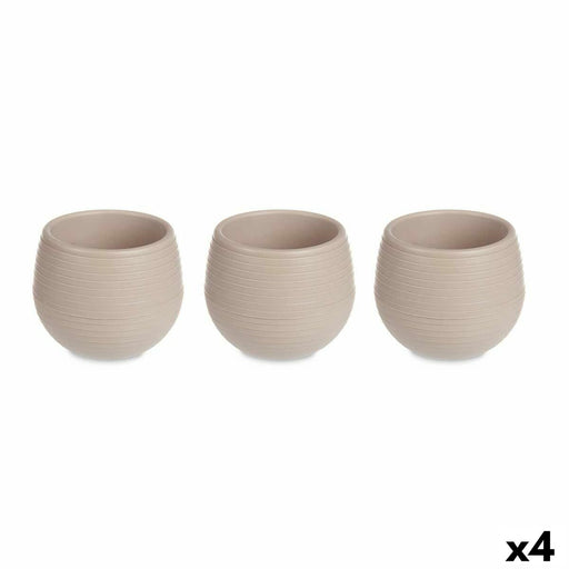Set de pots Taupe Plastique 16,5 x 16,5 x 14,5 cm (4 Unités)