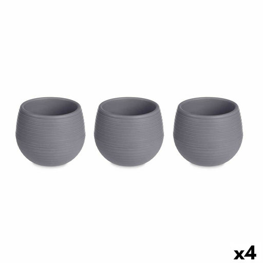 Set de Macetas Antracita Plástico 16,5 x 16,5 x 14,5 cm (4 Unidades)