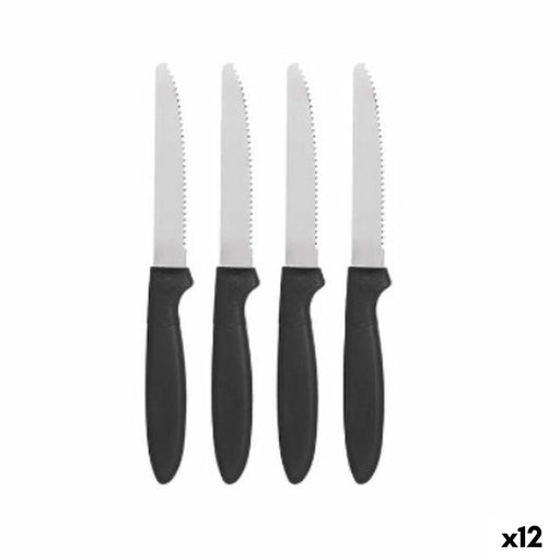 Ensemble de Couteaux Noir Argenté Acier inoxydable Plastique 19,5 cm (12 Unités)