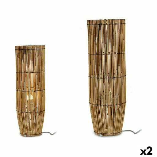 Lámpara de Pie Natural Bambú 21,5 x 62 x 21,5 cm (2 Unidades)