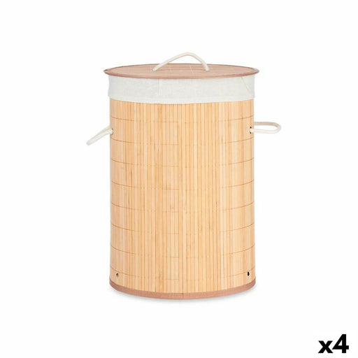 Panier à linge Naturel Métal Bambou Bois MDF 48 L 37 x 50 x 37 cm (4 Unités)