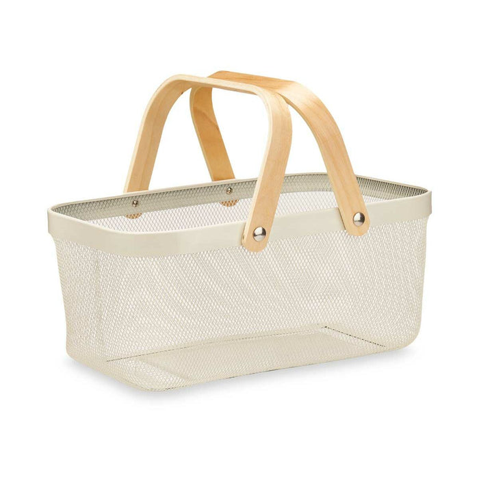 Panier Blanc Bois Métal 42,5 x 18 x 26,5 cm (6 Unités)