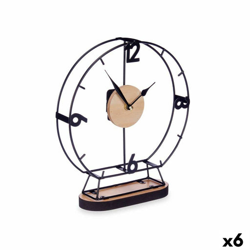 Horloge de table Noir Métal Bois MDF 26 x 29 x 7 cm (6 Unités)