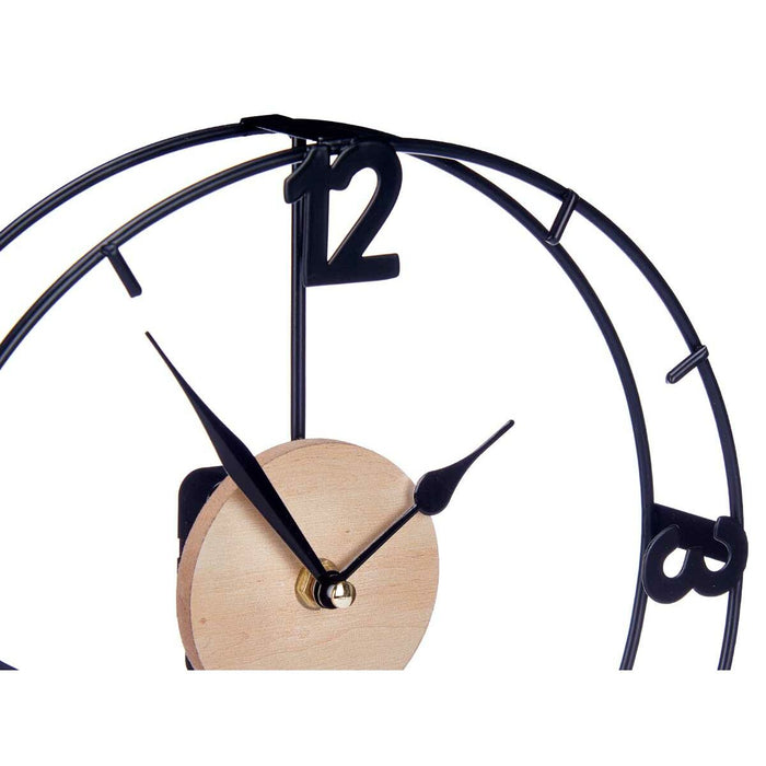 Horloge de table Noir Métal Bois MDF 26 x 29 x 7 cm (6 Unités)