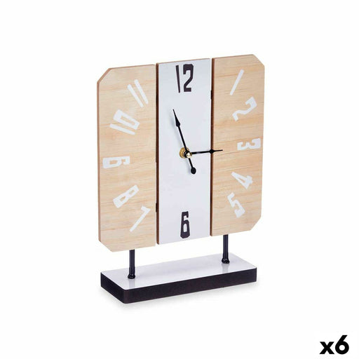 Horloge de table Blanc Métal Bois MDF 22 x 28 x 7 cm (6 Unités)