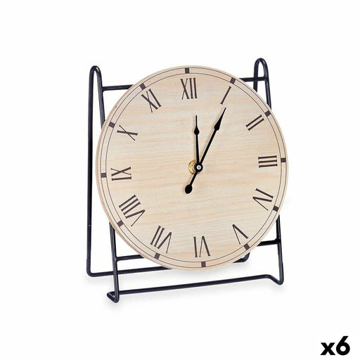 Horloge de table Noir Métal Bois MDF 19 x 21 x 9 cm (6 Unités)
