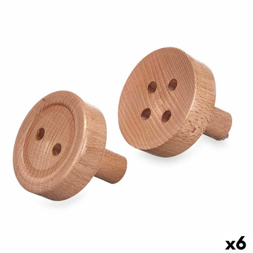 Hangers Brown Wood Buttons Set 2 Pieces (6 Units)