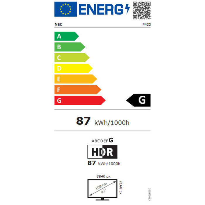 Monitor Videowall NEC P435 PG-2 4K Ultra HD 49" 50-60 Hz