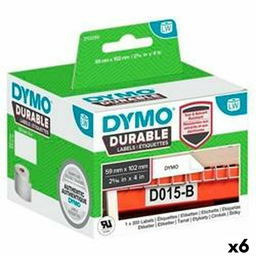 Etiquettes pour Imprimante Dymo Durable Blanc 102 x 59 mm Noir (6 Unités)