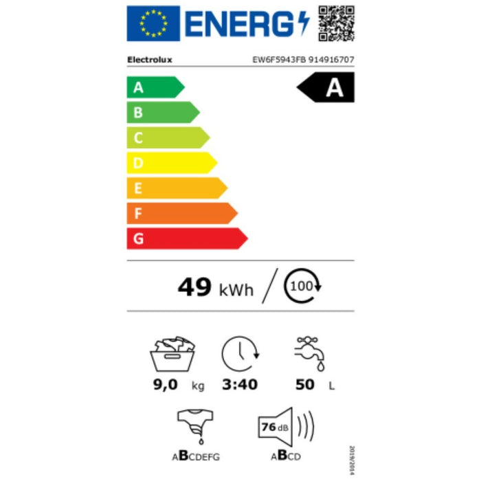 Lavadora Electrolux EW6F5943FB 9 KG 1400 RPM Blanco 9 kg