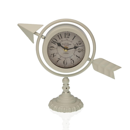 Horloge de table Versa Blanc Flèche pleine Métal (23 x 16 x 8 cm)