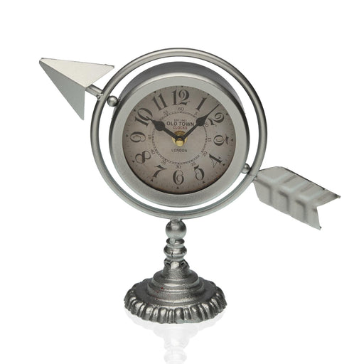 Horloge de table Versa Argenté Flèche pleine Métal (23 x 16 x 8 cm)