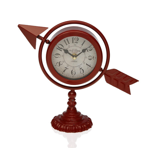 Horloge de table Versa Bordeaux Flèche pleine Métal (23 x 16 x 8 cm)