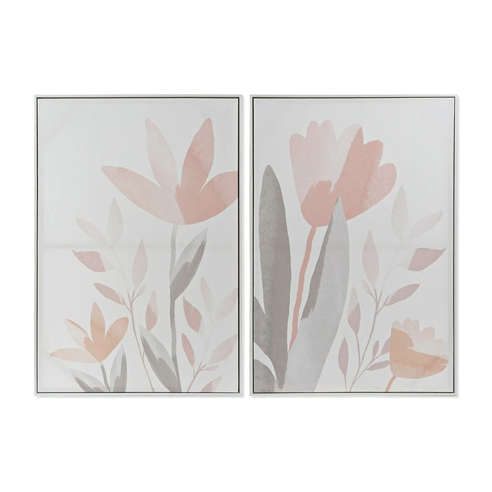 Cadre DKD Home Decor polystyrène Fleurs Toile (2 pcs) (62.2 x 3.5 x 92 cm)