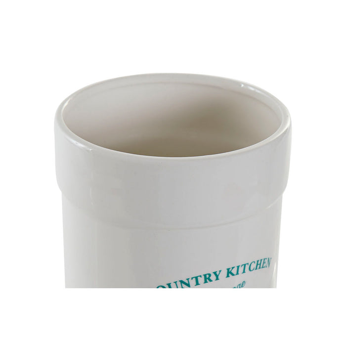 Pot pour ustensiles de cuisine DKD Home Decor Blanc Vert Dolomite (12.5 x 12.5 x 17.5 cm)
