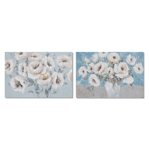 Cadre DKD Home Decor Pin Fleurs Toile (2 pcs) (120 x 2.8 x 80 cm)