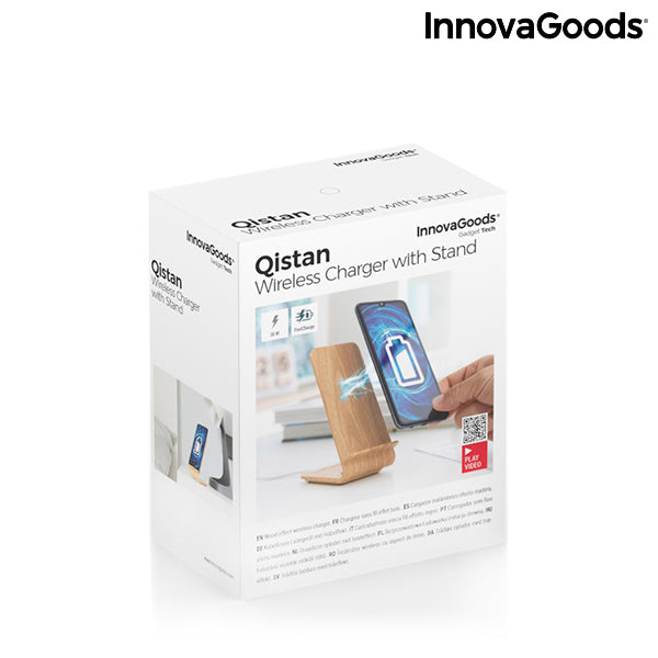 Chargeur sans Fil Effet Bois avec Support Qistan InnovaGoods