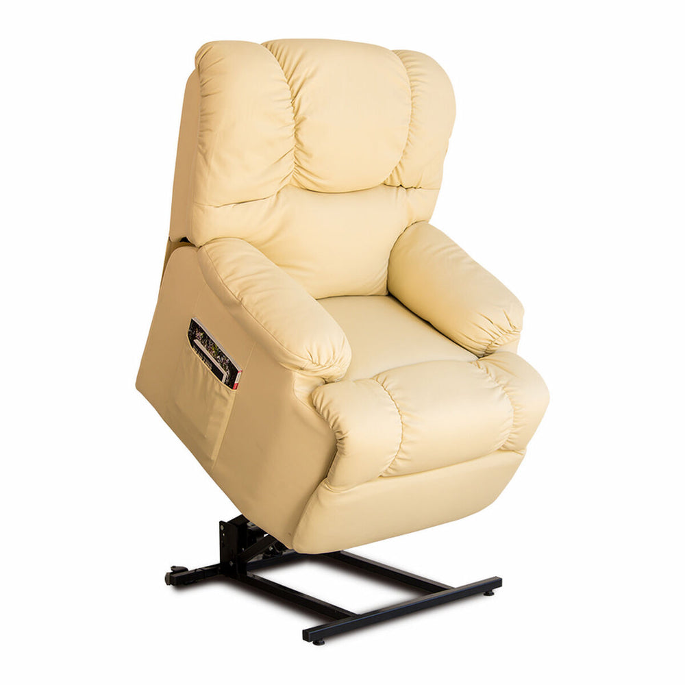 Fauteuil Relax Masseur Lève-personne Astan Hogar Crème Cuir synthétoqie